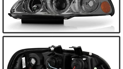 Spyder Auto Smoke 1-Piece LED Halo Projector Headlights for Honda Civic 1992-1995                                     - PRO-YD-HC921P-23D-AM-SMC - Image 2