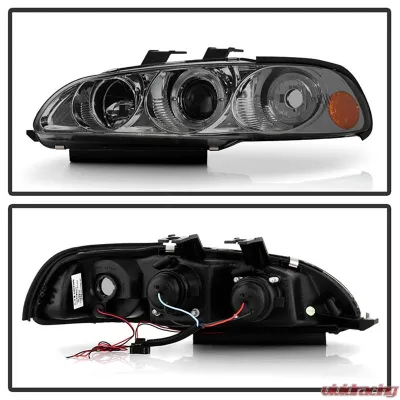 Spyder Auto Smoke 1-Piece LED Halo Projector Headlights for Honda Civic 1992-1995 - PRO-YD-HC921P-23D-AM-SMC