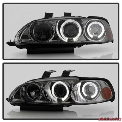Spyder Auto Smoke 1-Piece LED Halo Projector Headlights for Honda Civic 1992-1995 - PRO-YD-HC921P-23D-AM-SMC