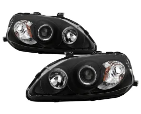 Spyder Auto Halo Black Projector Headlights for Honda Civic 1999-2000