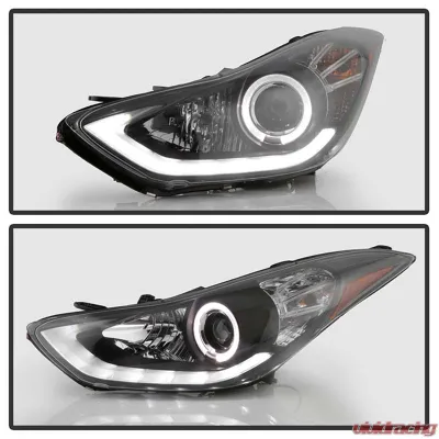Spyder Auto Black DRL LED Halo Projector Headlights for Hyundai Elantra 2011-2013 - PRO-YD-HYELAN11-DRL-BK