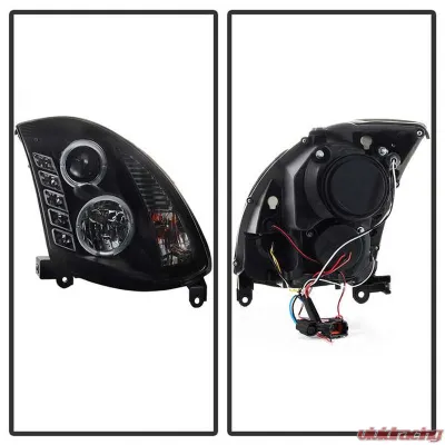 Spyder Auto DRL LED Black Projector Headlights for Infiniti G35 2-Door 2003-2007 - PRO-YD-IG35032D-DRL-BK