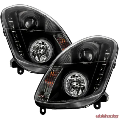 Spyder Auto Black DRL LED Halo Projector Headlights for 2003-2004 Infiniti G35 4-Door - PRO-YD-IG35034D-DRL-BK