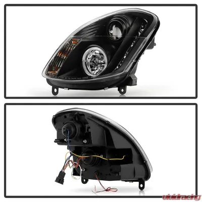 Spyder Auto Black DRL LED Halo Projector Headlights for 2003-2004 Infiniti G35 4-Door - PRO-YD-IG35034D-DRL-BK