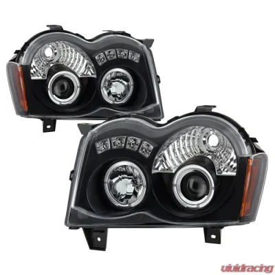 Spyder Auto Black LED Halo Projector Headlights with High H1 for Jeep Grand Cherokee 2008-2010 - PRO-YD-JGC08-HL-BK