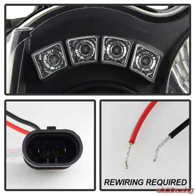 Spyder Auto Black LED Halo Projector Headlights with High H1 for Jeep Grand Cherokee 2008-2010 - PRO-YD-JGC08-HL-BK