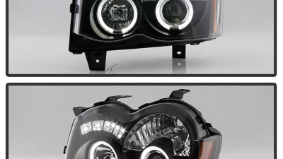 Spyder Auto Black LED Halo Projector Headlights with High H1 for Jeep Grand Cherokee 2008-2010                                     - PRO-YD-JGC08-HL-BK - Image 7