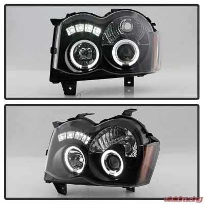 Spyder Auto Black LED Halo Projector Headlights with High H1 for Jeep Grand Cherokee 2008-2010 - PRO-YD-JGC08-HL-BK