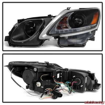 Spyder Auto Projector Headlights DRL LED Black for Lexus GS300 GS350 GS450 GS460 2006-2011 - PRO-YD-LG06-HID-DRL-BK