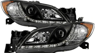 Spyder Auto Black Projector Headlights for Mazda 3 2004-2008 4-Door Sedan Non-HID DRL LED                                     - PRO-YD-M304-DRL-BK - Image 12