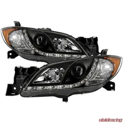 Spyder Auto Black Projector Headlights for Mazda 3 2004-2008 4-Door Sedan Non-HID DRL LED - PRO-YD-M304-DRL-BK