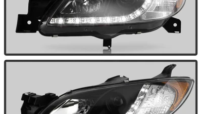 Spyder Auto Black Projector Headlights for Mazda 3 2004-2008 4-Door Sedan Non-HID DRL LED                                     - PRO-YD-M304-DRL-BK - Image 11