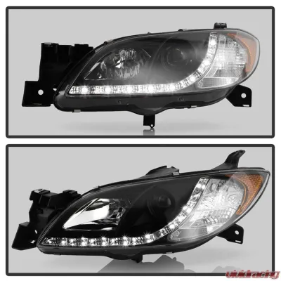 Spyder Auto Black Projector Headlights for Mazda 3 2004-2008 4-Door Sedan Non-HID DRL LED - PRO-YD-M304-DRL-BK