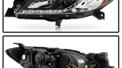 Spyder Auto Black Projector Headlights for Mazda 3 2004-2008 4-Door Sedan Non-HID DRL LED                                     - PRO-YD-M304-DRL-BK - Image 2