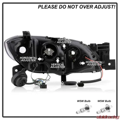 Spyder Auto Black Projector Headlights for Mazda 3 2004-2008 4-Door Sedan Non-HID DRL LED - PRO-YD-M304-DRL-BK