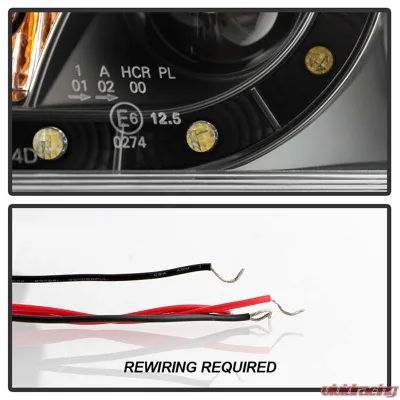 Spyder Auto Black DRL LED Halo Projector Headlights for Mazda 6 2003-2005 with Fog Lights - PRO-YD-M603-FOG-DRL-BK