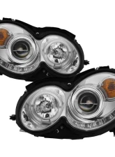 Spyder Auto Chrome DRL LED Halo Projector Headlights for 2005-2009 Mercedes Benz CLK63 AMG                                     - PRO-YD-MBCLK03-DRL-C - Image 9