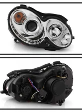 Spyder Auto Chrome DRL LED Halo Projector Headlights for 2005-2009 Mercedes Benz CLK63 AMG                                     - PRO-YD-MBCLK03-DRL-C - Image 2
