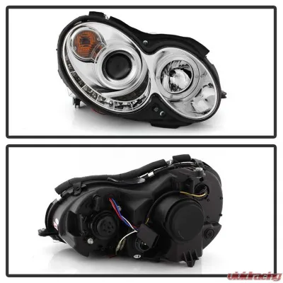 Spyder Auto Chrome DRL LED Halo Projector Headlights for 2005-2009 Mercedes Benz CLK63 AMG - PRO-YD-MBCLK03-DRL-C