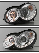 Spyder Auto Chrome DRL LED Halo Projector Headlights for 2005-2009 Mercedes Benz CLK63 AMG                                     - PRO-YD-MBCLK03-DRL-C - Image 8