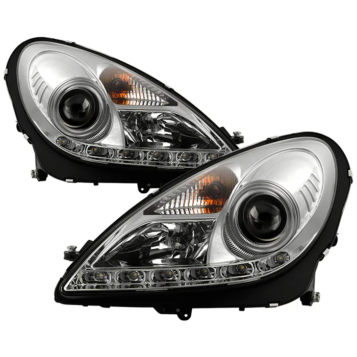 Spyder Auto Chrome DRL Projector Headlights with High H1 Lights Included Mercedes Benz SLK55 AMG with Xenon|HID Lights 2005-2010 - PRO-YD-MBSLK05-HID-DRL-C
