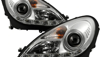 Spyder Auto Chrome DRL Projector Headlights for Mercedes Benz SLK55 AMG 2005-2010                                     - PRO-YD-MBSLK05-HID-DRL-C - Image 11