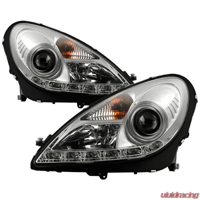 Spyder Auto Chrome DRL Projector Headlights for Mercedes Benz SLK55 AMG 2005-2010 - PRO-YD-MBSLK05-HID-DRL-C