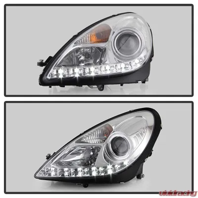 Spyder Auto Chrome DRL Projector Headlights for Mercedes Benz SLK55 AMG 2005-2010 - PRO-YD-MBSLK05-HID-DRL-C