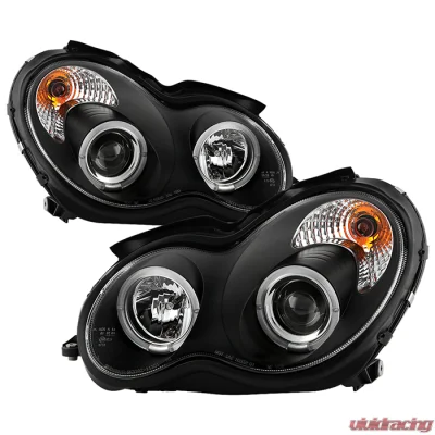 Spyder Auto Halo Black Projector HeadLights Mercedes Benz W203 C-Class 2001-2005 - PRO-YD-MBW203-HL-BK