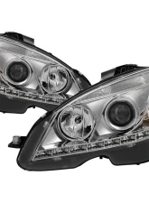 Spyder Auto Chrome DRL Projector Headlights for Mercedes Benz C63 AMG 2008-2011                                     - PRO-YD-MBW20408-DRL-C - Image 9