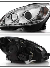 Spyder Auto Chrome DRL Projector Headlights for Mercedes Benz C63 AMG 2008-2011                                     - PRO-YD-MBW20408-DRL-C - Image 2