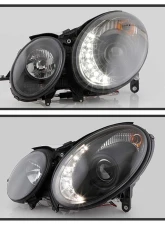 Spyder Auto DRL LED Black Projector Headlights for 2003-2006 Mercedes Benz W211 E-Class                                     - PRO-YD-MBW21103-DRL-BK - Image 9