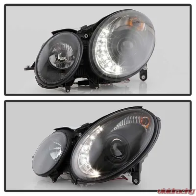 Spyder Auto DRL LED Black Projector Headlights for 2003-2006 Mercedes Benz W211 E-Class - PRO-YD-MBW21103-DRL-BK