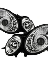 Spyder Auto DRL LED Chrome Projector Headlights for Mercedes Benz W211 E-Class 2003-2006                                     - PRO-YD-MBW21103-DRL-C - Image 11