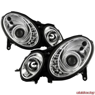 Spyder Auto DRL LED Chrome Projector Headlights for Mercedes Benz W211 E-Class 2003-2006 - PRO-YD-MBW21103-DRL-C