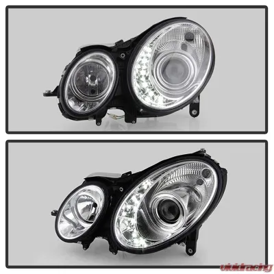 Spyder Auto DRL LED Chrome Projector Headlights for Mercedes Benz W211 E-Class 2003-2006 - PRO-YD-MBW21103-DRL-C