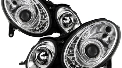 Spyder Auto DRL LED Chrome Projector Headlights for Mercedes Benz W211 E-Class 2007-2009                                     - PRO-YD-MBW21107-DRL-C - Image 11