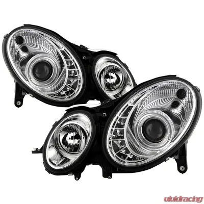 Spyder Auto DRL LED Chrome Projector Headlights for Mercedes Benz W211 E-Class 2007-2009 - PRO-YD-MBW21107-DRL-C