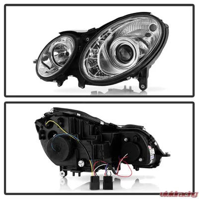 Spyder Auto DRL LED Chrome Projector Headlights for Mercedes Benz W211 E-Class 2007-2009 - PRO-YD-MBW21107-DRL-C