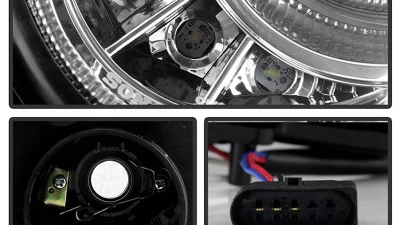 Spyder Auto DRL LED Chrome Projector Headlights for Mercedes Benz W211 E-Class 2007-2009                                     - PRO-YD-MBW21107-DRL-C - Image 4