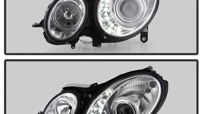 Spyder Auto DRL LED Chrome Projector Headlights for Mercedes Benz W211 E-Class 2007-2009                                     - PRO-YD-MBW21107-DRL-C - Image 8