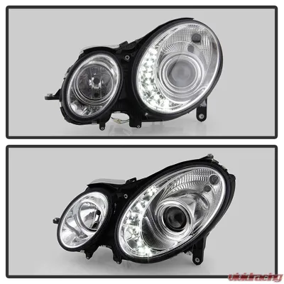 Spyder Auto DRL LED Chrome Projector Headlights for Mercedes Benz W211 E-Class 2007-2009 - PRO-YD-MBW21107-DRL-C