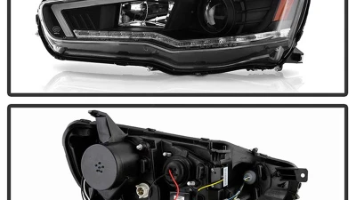 Spyder Auto Signature Projector Headlights Xenon/HID Black for Mitsubishi Lancer EVO 10 2008-2017                                     - PRO-YD-ML08V2HIDSI-SEQ-BK - Image 2
