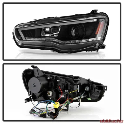 Spyder Auto Signature Projector Headlights Xenon/HID Black for Mitsubishi Lancer EVO 10 2008-2017 - PRO-YD-ML08V2HIDSI-SEQ-BK