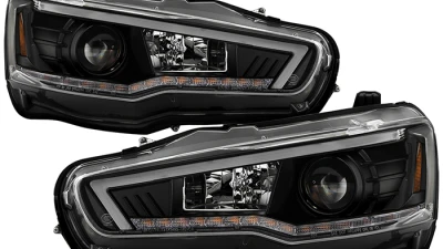 Spyder Auto Signature Projector Headlights Black Halogen for Mitsubishi Lancer EVO 10 2008-2017                                     - PRO-YD-ML08V2SI-SEQ-BK - Image 11