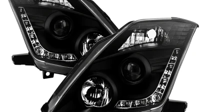 Spyder Auto Black DRL Projector Headlights with HID Lights for Nissan 350Z 1996-2008                                     - PRO-YD-N350Z06-HID-DRL-BK - Image 10