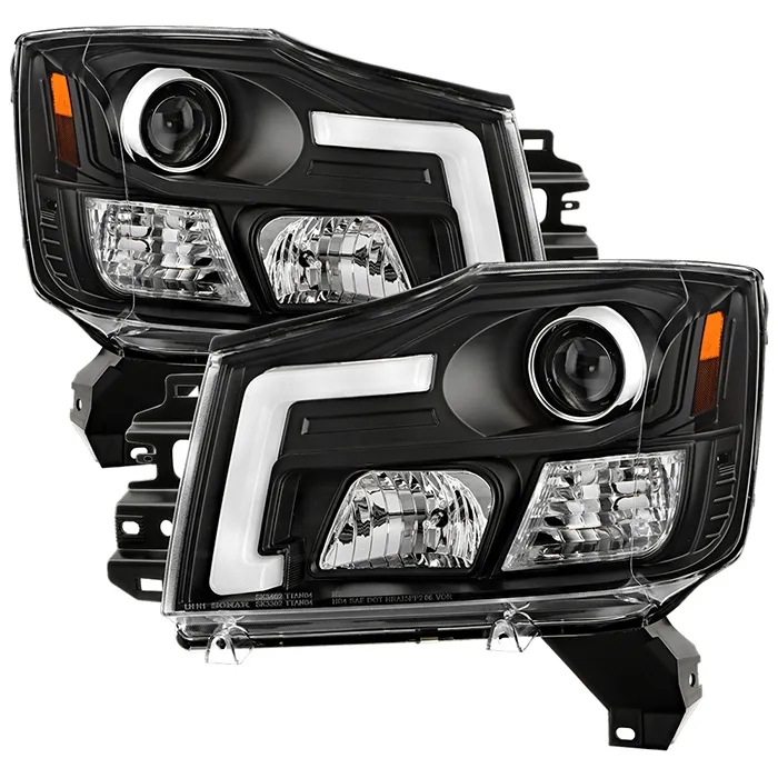 Spyder Auto Signature V2 Projector Headlights Black Nissan Titan | Armada 2004-2015 - PRO-YD-NTI04-DRL-BK