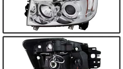 Spyder Auto Halo LED Chrome Projector Headlights for Nissan Titan Armada 2004-2007                                     - PRO-YD-NTI04-HL-C - Image 2