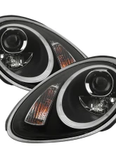 Spyder Auto Projector Headlights DRL LED Black for Porsche 987 Boxster Cayman 2005-2008                                     - PRO-YD-P98705-HID-DRL-BK - Image 10