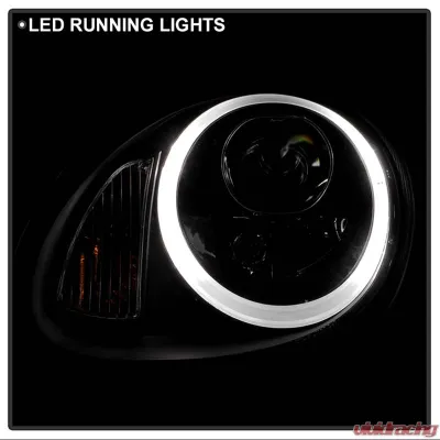 Spyder Auto Projector Headlights DRL LED Black for Porsche 987 Boxster Cayman 2005-2008 - PRO-YD-P98705-HID-DRL-BK